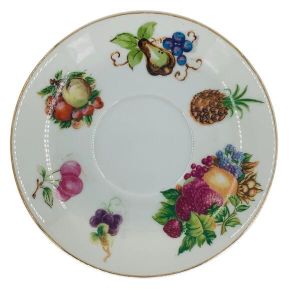 Fruit Tea Cup Saucer Plate Japan 1950s Berries Motif Orchard Demitasse China - Picture 1 of 7